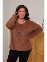 Curvy Lady Sweter w kolorze jasnobrązowym rozmiar: 44/46. Brązowe swetry Curvy Lady, bez wzorów, ze splotem, klasyczne, bez ramiączek. Za 110.04 zł.