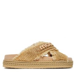 Klapki Mou. Brązowe klapki Mou, bez wzorów, bez obcasa, bez zapięcia. Za 859.99 zł.