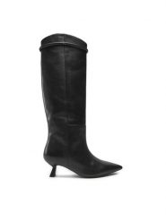 Patrizia Pepe Kozaki 2Y0023/L078-K103 Czarny. Czarne kozaki Patrizia Pepe, bez wzorów, ze skóry, bez obcasa, na szpilce, bez zapięcia. Za 2,449.00 zł.