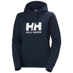 Damska bluza z kapturem z logo Helly Hansen. Niebieskie bluzy Helly Hansen, na lato, xl, bez wzorów, z bawełny, bez ramiączek, z kapturem. Za 330.00 zł.