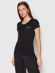 EA7 Emporio Armani T-Shirt 8NTT65 TJDQZ 1200 Czarny Slim Fit. Czarne t-shirty EA7 Emporio Armani, l, bez wzorów, bez kołnierzyka, bez ramiączek. Za 339.99 zł.