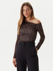 Guess Bluzka W5BP08 K1492 Brązowy Slim Fit. Brązowe bluzki Guess, xl, z aplikacjami, z syntetyku, bez kołnierzyka, bez ramiączek. Za 295.00 zł.