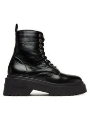 Tommy Jeans Trzewiki Tjw Chunky Shiny EN0EN02848 Czarny. Czarne botki Tommy Jeans, bez wzorów, z jeansu, bez obcasa, na płaskiej podeszwie, bez zapięcia. Za 599.99 zł.