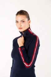 Sweter turystyczny damski Woolona 100% Merino. Niebieskie swetry WOOLONA, na zimę, l, bez wzorów, z materiału, biznesowe, bez ramiączek. Za 648.00 zł.