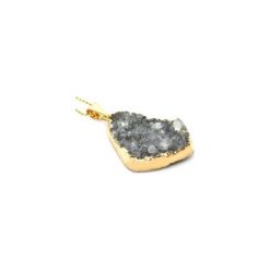 Naszyjnik Agat Druza Grafit złoto. Szare naszyjniki Brazi druse jewelry. Za 170.00 zł.