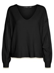 Vero Moda Sweter w kolorze kremowo-czarnym rozmiar: L. Brązowe swetry Vero Moda, l, bez wzorów, bez ramiączek. Za 61.60 zł.