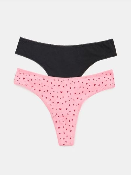 Bawełniane stringi 2 pack - wielobarwny. Stringi Sinsay, bez wzorów, z bawełny. Za 9.99 zł.