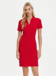 Tommy Hilfiger Sukienka codzienna WW0WW42567 Czerwony Slim Fit. Czerwone sukienki Tommy Hilfiger, na co dzień, xxs, bez wzorów, z bawełny, bez kołnierzyka, bez ramiączek, proste. Za 349.99 zł.