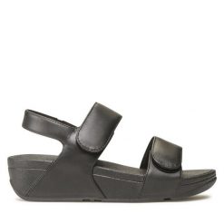 Sandały FitFlop. Czarne sandały FitFlop, bez wzorów, bez obcasa, na koturnie, bez zapięcia. Za 479.99 zł.