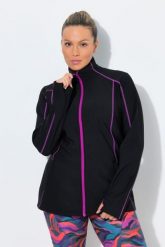 Damskie Bluza funkcyjna hydrofobowa stójka. Czarne bluzy Ulla Popken, plus size, bez wzorów, z elastanu, bez ramiączek, bez kaptura. Za 389.99 zł.