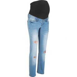 Dżinsy ciążowe z cekinami bonprix niebieski "bleached”. Jeansy marki bonprix. Za 149.99 zł.