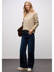 Street One Sweter w kolorze beżowym rozmiar: 38. Brązowe swetry Street One, bez wzorów, street, bez ramiączek. Za 135.49 zł.