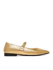 GINO ROSSI Baleriny CEO-ROSE-LT2512-72 Złoty. Żółte baleriny Gino Rossi, bez wzorów, ze skóry, bez obcasa, bez zapięcia. Za 349.99 zł.