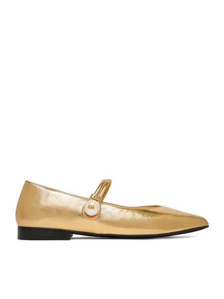 GINO ROSSI Baleriny CEO-ROSE-LT2512-72 Złoty. Żółte baleriny Gino Rossi, bez wzorów, ze skóry, bez obcasa, bez zapięcia. Za 194.99 zł.