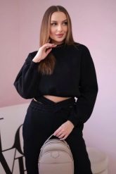 Komplet ocieplany z krótką bluzą czarny. Czarne bluzy KESI, l, bez wzorów, z bawełny, bez kaptura. Za 317.83 zł.