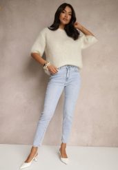 Jasnoniebieskie Jeansy Slim Regular Waist Ravionne. Niebieskie jeansy Renee, l, bez wzorów, z jeansu, klasyczne. W wyprzedaży za 99.99 zł.