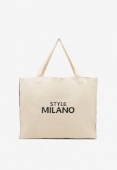 Beżowa Torebka o Modelu Shopper z Suwakiem i Napisem Salisella. Brązowe shopper bag Renee, bez wzorów, biznesowe, bez dodatków. Za 89.99 zł.