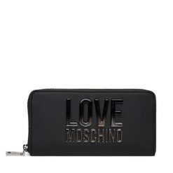 Duży Portfel Damski LOVE MOSCHINO. Czarne portfele Love Moschino, bez wzorów. Za 399.99 zł.