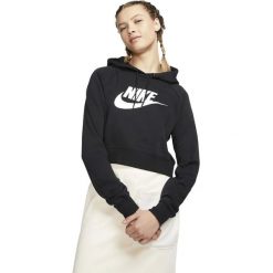 Bluza z kapturem Nike Sportswear Essential Cropped, Kobiety. Czarne bluzy Nike, l, bez wzorów, z materiału, sportowe, bez ramiączek, z kapturem. W wyprzedaży za 186.95 zł.