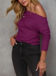 Milan Kiss Bluzka w kolorze fioletowym rozmiar: XL. Różowe bluzki Milan Kiss, xl, bez wzorów, bez kołnierzyka, bez ramiączek. Za 126.99 zł.