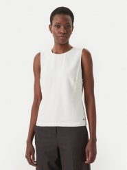 Calvin Klein Top LV044F108G Écru Regular Fit. Białe topy Calvin Klein, bez wzorów, z wiskozy, bez kołnierzyka, bez ramiączek. Za 489.99 zł.