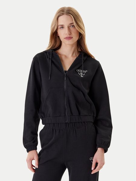 Guess Bluza V5RQ20 KC3D2 Czarny Regular Fit. Czarne bluzy Guess, xs, z aplikacjami, z syntetyku, bez kaptura. Za 329.99 zł.
