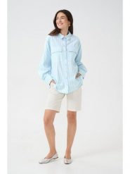 Kaffe Koszula w kolorze błękitnym rozmiar: 42. Niebieskie koszule Kaffe, bez wzorów, z bawełny, bez kołnierzyka, bez ramiączek. Za 109.78 zł.