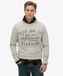 Superdry Bluza Industrial Relaxed 100% bawełna – krój relaxed. Szare bluzy bez kaptura Superdry, xl, bez wzorów, z bawełny, bez kaptura. Za 374.70 zł.