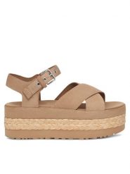Ugg Sandały W Aubrey Ankle 1152711 Brązowy. Brązowe sandały UGG, bez wzorów, ze skóry, bez obcasa, na koturnie, bez zapięcia. Za 639.99 zł.