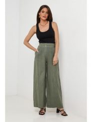 Lin Passion Lniane spodnie w kolorze khaki rozmiar: 34/36. Brązowe spodnie materiałowe Lin Passion, bez wzorów, ze lnu, klasyczne, z standardowym stanem. Za 130.99 zł.