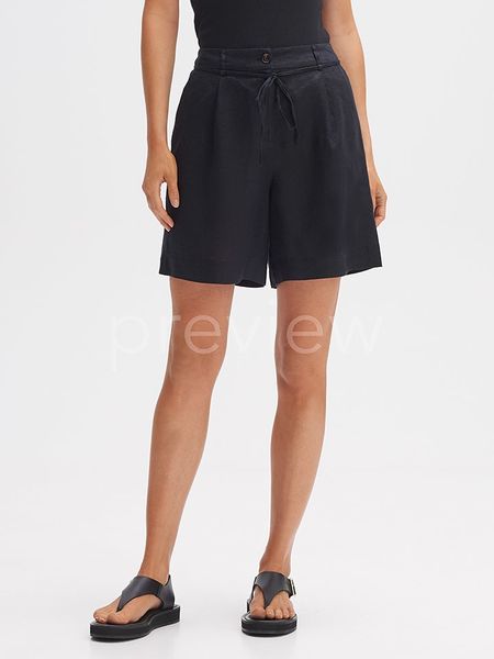 OPUS Lniane szorty w kolorze granatowym rozmiar: 42. Czarne szorty Opus, bez wzorów, ze lnu. Za 167.28 zł.