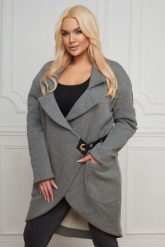 Ciepły dresowy płaszcz/bluza Marita w odcieniach szarości PLUS SIZE XXL WIOSNA. Szare bluzy Moda Size Plus Iwanek, na wiosnę, l, bez wzorów, z bawełny, bez kaptura. W wyprzedaży za 149.90 zł.
