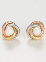 OR ÉCLAT Złote kolczyki-wkrętki "April" z perłami rozmiar: onesize. Żółte kolczyki Or Éclat, z perłą, złote. Za 782.99 zł.