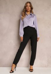 Czarne Spodnie Garniturowe High Waist z Paskiem Wenus. Czarne jeansy Renee, bez wzorów, z jeansu, biznesowe, z podwyższonym stanem. W wyprzedaży za 75.99 zł.
