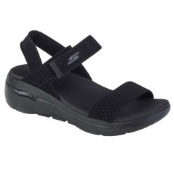 Sandały damskie, Go Walk Arch Fit Sandal - Polished. Czarne sandały Skechers, bez wzorów, sportowe, bez obcasa, bez zapięcia. Za 279.99 zł.