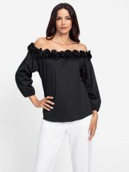 Heine Bluzka w kolorze czarnym rozmiar: 34. Czarne bluzki Heine, bez wzorów, bez kołnierzyka, bez ramiączek. Za 83.03 zł.