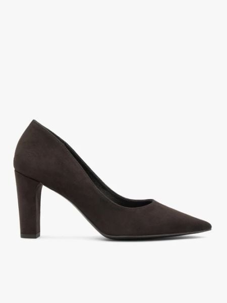 Ciemnobrązowe czółenka na obcasie. Brązowe czółenka Brawo sp. z o.o., bez wzorów, z gumy, eleganckie, bez obcasa, na obcasie, bez zapięcia. Za 399.99 zł.