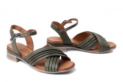 PIAZZA 910318-07 grun, sandały damskie. Zielone sandały Piazza, bez wzorów, ze skóry, bez obcasa, na obcasie, bez zapięcia. Za 254.92 zł.