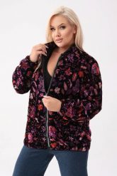 Welurowa ocieplana kurtka bomberka Leafia we florystyczny wzór PLUS SIZE XXL OVERSIZE. Czerwone kurtki Moda Size Plus Iwanek, na jesień, plus size, bez wzorów, z jeansu, eleganckie, bez kaptura. Za 299.90 zł.