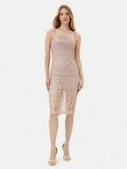 Fracomina Sukienka koktajlowa FQ25SD2008W708N6 Różowy Slim Fit. Czerwone sukienki Fracomina, l, bez wzorów, z syntetyku, wizytowe, bez kołnierzyka, bez ramiączek. Za 939.99 zł.