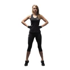 Damski tank top Dorawon. Czarne topy DORAWON, bez wzorów, sportowe, bez kołnierzyka, bez ramiączek. Za 350.00 zł.