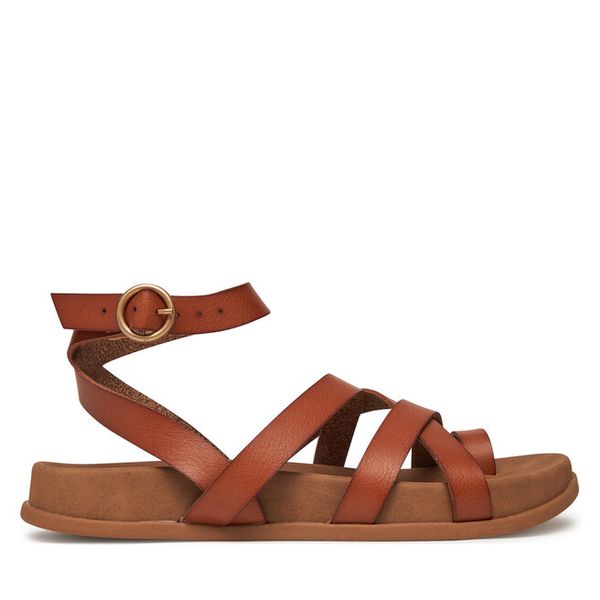 Sandały Roxy. Brązowe sandały Roxy, bez wzorów, bez obcasa, na płaskiej podeszwie, bez zapięcia. Za 129.99 zł.