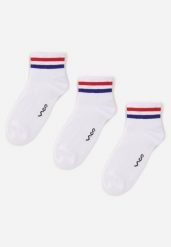 Białe 3-pack Skarpety za Kostkę z Bawełną Anlo. Białe skarpetki Born2be, bez wzorów, z bawełny. Za 29.99 zł.