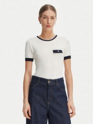 Rinascimento Bluzka CFM0012253003 Biały Slim Fit. Białe bluzki Rinascimento, l, bez wzorów, z syntetyku, bez kołnierzyka, bez ramiączek. Za 349.99 zł.