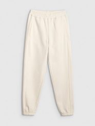 4F Spodnie dresowe joggery damskie - beżowe S. Brązowe spodnie dresowe 4f, bez wzorów, z bawełny. Za 149.99 zł.