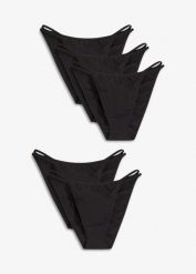Figi mini tanga z bawełną organiczną (5 par). Czarne figi bonprix, bez wzorów, z bawełny. Za 67.99 zł.