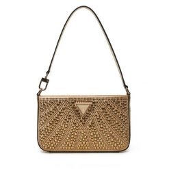 Torebka Guess. Żółte kopertówki Guess, z aplikacjami, bez dodatków. Za 469.99 zł.