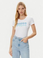 Guess T-Shirt W5GI14 J1314 Biały Regular Fit. Białe t-shirty Guess, xxl, z aplikacjami, z bawełny, bez kołnierzyka, bez ramiączek. Za 127.00 zł.