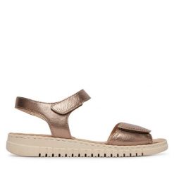 Sandały Caprice. Brązowe sandały Caprice, bez wzorów, bez obcasa, na płaskiej podeszwie, bez zapięcia. Za 299.99 zł.