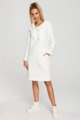Sukienka jak długa bluza z kapturem ecru bawełna premium. Bluzy z kapturem MOE, na jesień, l, z aplikacjami, z bawełny, z kapturem, trekkingowe. Za 329.00 zł.